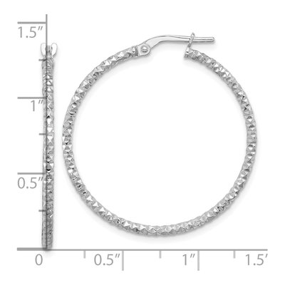 Sterling Silver 35mm Textured Hoop Earrings – view 5