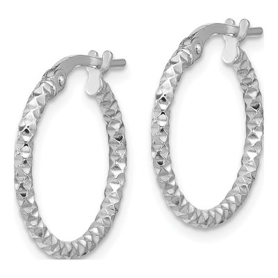 Sterling Silver 20mm Textured Hoop Earrings – view 3