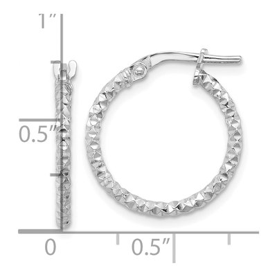 Sterling Silver 20mm Textured Hoop Earrings – view 5