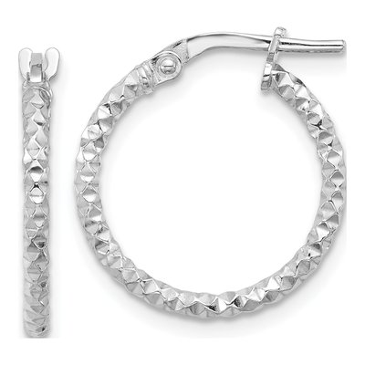 Sterling Silver 20mm Textured Hoop Earrings
