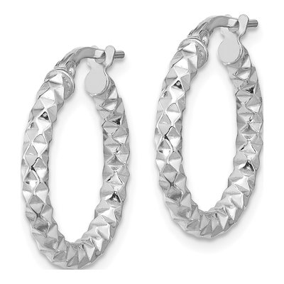 Sterling Silver 22mm Textured Hoop Earrings – view 3
