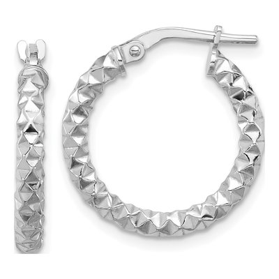 Sterling Silver 22mm Textured Hoop Earrings