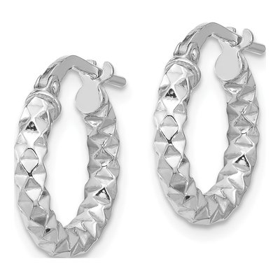 Sterling Silver 16mm Textured Hoop Earrings – view 3