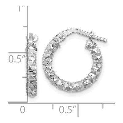 Sterling Silver 16mm Textured Hoop Earrings – view 5