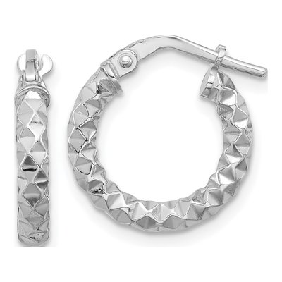 Sterling Silver 16mm Textured Hoop Earrings
