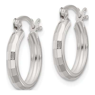 Sterling Silver 20mm Textured Hoop Earrings – view 3