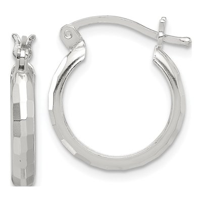 Sterling Silver 20mm Textured Hoop Earrings