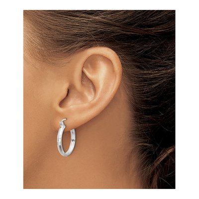Sterling Silver 24mm Textured Hoop Earrings – view 4