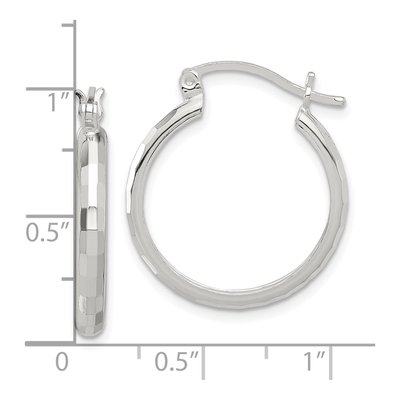 Sterling Silver 24mm Textured Hoop Earrings – view 5