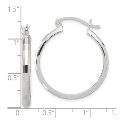 Sterling Silver 30mm Textured Hoop Earrings – view 5