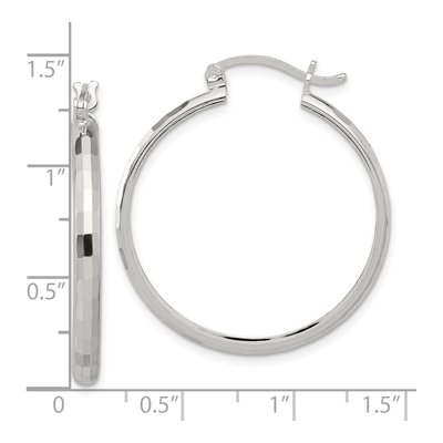 Sterling Silver 35mm Textured Hoop Earrings – view 5