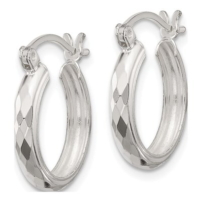 Sterling Silver 20mm Textured Hoop Earrings – view 3