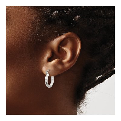 Sterling Silver 20mm Textured Hoop Earrings – view 4