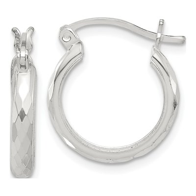 Sterling Silver 20mm Textured Hoop Earrings