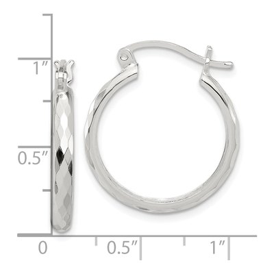 Sterling Silver 24mm Textured Hoop Earrings – view 5