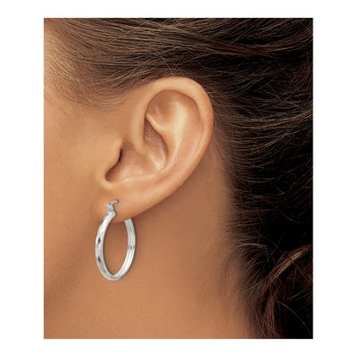 Sterling Silver 30mm Textured Hoop Earrings – view 4