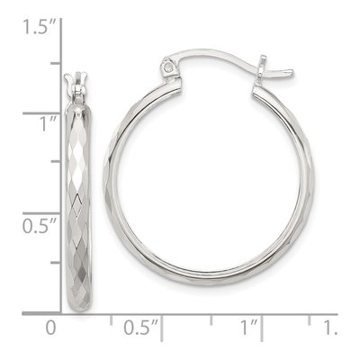Sterling Silver 30mm Textured Hoop Earrings – view 5