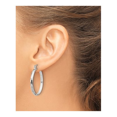 Sterling Silver 35mm Textured Hoop Earrings – view 4