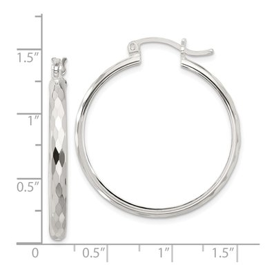 Sterling Silver 35mm Textured Hoop Earrings – view 5