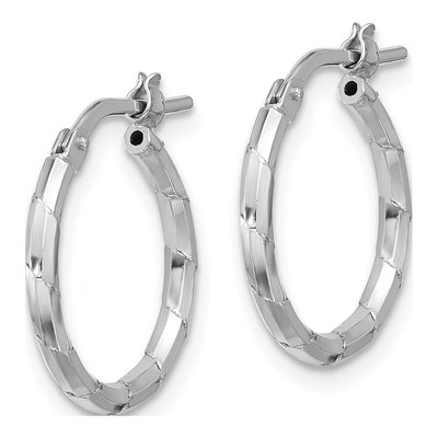 Sterling Silver 19mm Textured Hoop Earrings – view 3