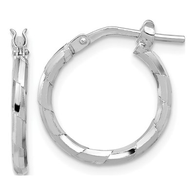 Sterling Silver 19mm Textured Hoop Earrings
