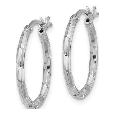 Sterling Silver 21mm Textured Hoop Earrings – view 3