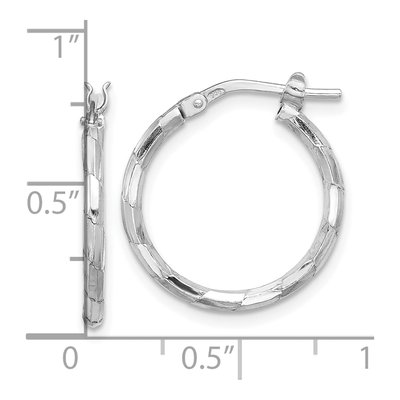 Sterling Silver 21mm Textured Hoop Earrings – view 5