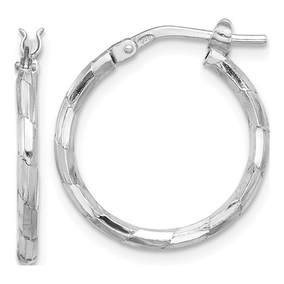 Sterling Silver 21mm Textured Hoop Earrings