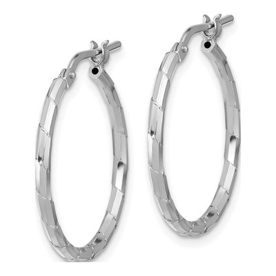 Sterling Silver 26mm Textured Hoop Earrings – view 3