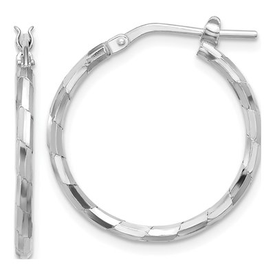 Sterling Silver 26mm Textured Hoop Earrings