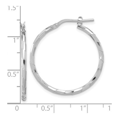 Sterling Silver 30mm Textured Hoop Earrings – view 5