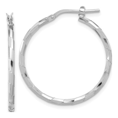 Sterling Silver 30mm Textured Hoop Earrings