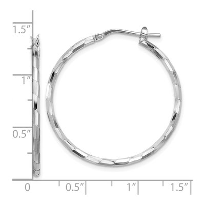 Sterling Silver 36mm Textured Hoop Earrings – view 5