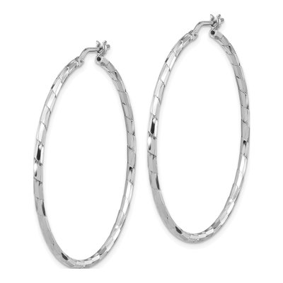 Sterling Silver 41mm Textured Hoop Earrings – view 3