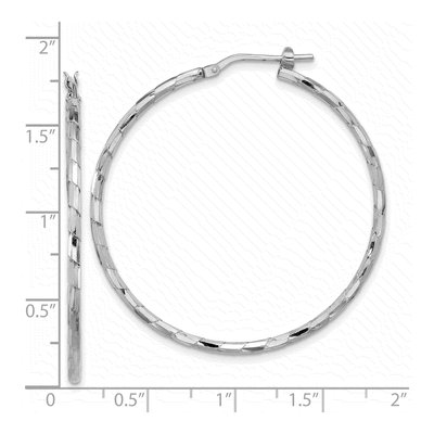 Sterling Silver 41mm Textured Hoop Earrings – view 5