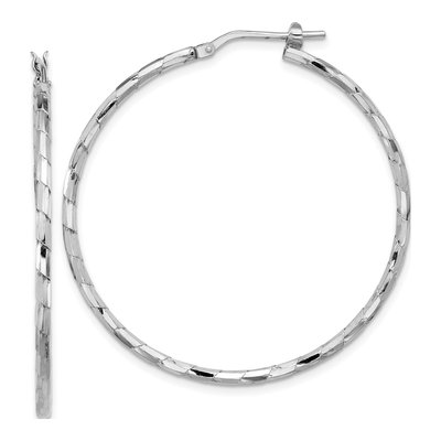 Sterling Silver 41mm Textured Hoop Earrings