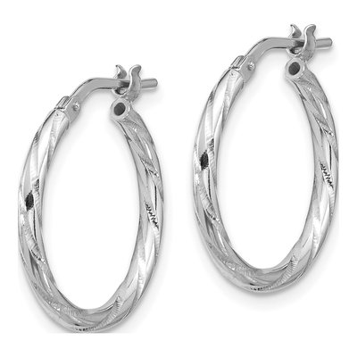 Sterling Silver 21mm Diamond-Cut Hoop Earrings – view 3