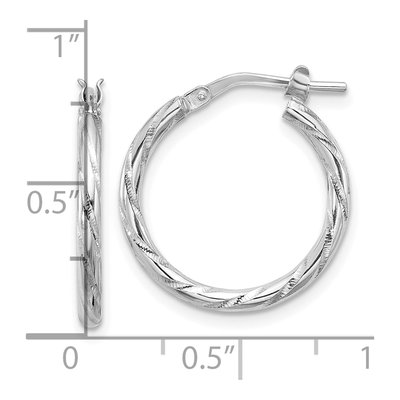 Sterling Silver 21mm Diamond-Cut Hoop Earrings – view 5