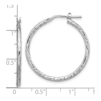 Sterling Silver 31mm Diamond-Cut Hoop Earrings – view 5