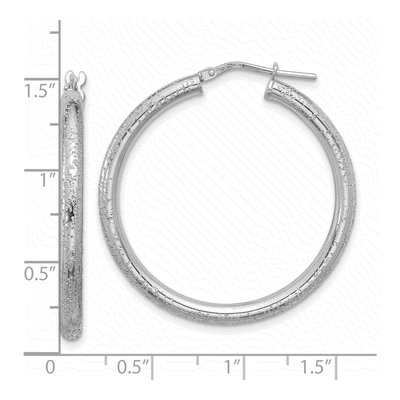 Sterling Silver 37mm Diamond-Cut Hoop Earrings – view 5