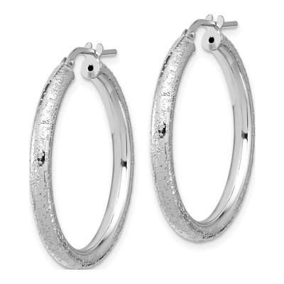 Sterling Silver 31mm Diamond-Cut Hoop Earrings – view 3