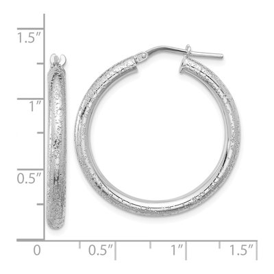 Sterling Silver 31mm Diamond-Cut Hoop Earrings – view 5