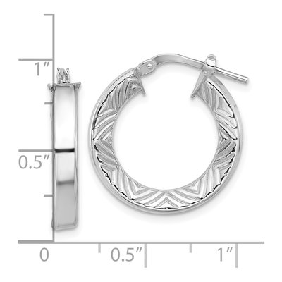 Sterling Silver 24mm Textured Hoop Earrings – view 5
