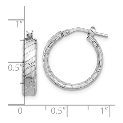 Sterling Silver 21mm Textured Hoop Earrings – view 5