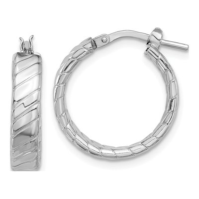 Sterling Silver 21mm Textured Hoop Earrings