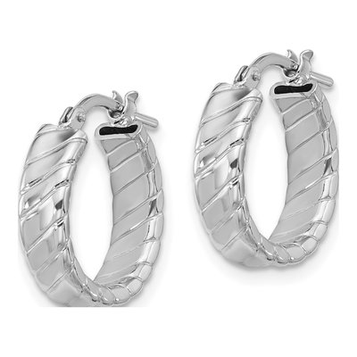 Sterling Silver 18mm Textured Hoop Earrings – view 3