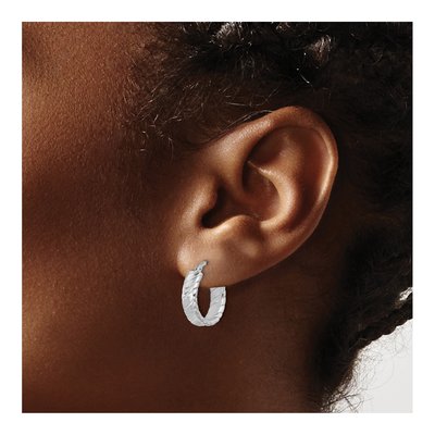 Sterling Silver 18mm Textured Hoop Earrings – view 4