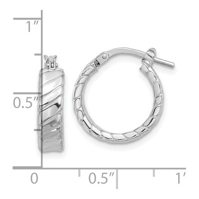 Sterling Silver 18mm Textured Hoop Earrings – view 5