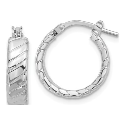 Sterling Silver 18mm Textured Hoop Earrings