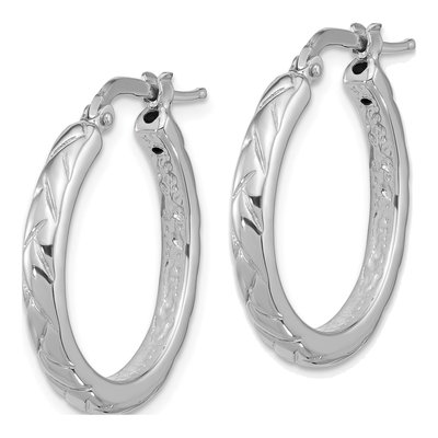 Sterling Silver 28mm Textured Hoop Earrings – view 3